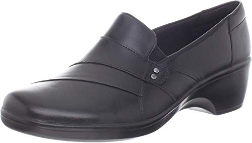 Clarks Women's May Marigold Slip-On Loafer, Black Leather, 8 M US