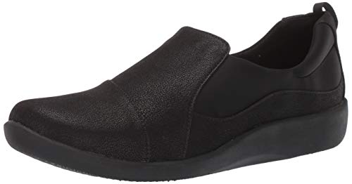 Clarks Women's CloudSteppers Sillian Paz Slip-On Loafer, Black Synthetic Nubuck, 7 M US