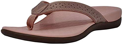 Vionic Women's Tide Perf Toe-Post - Ladies Flip Flops with Concealed Orthotic Arch Support Rose Gold 12 Medium US