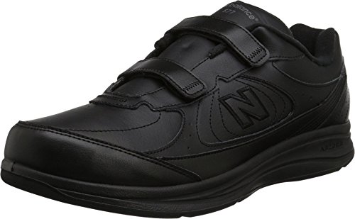 New Balance Men's 577 V1 Hook and Loop Walking Shoe, Black/Black, 11 XW US