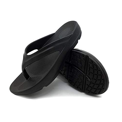 FUNKYMONKEY Women's Thong Flip Flop Ultra Soft Arch Support Sandals (9 M US, Black)