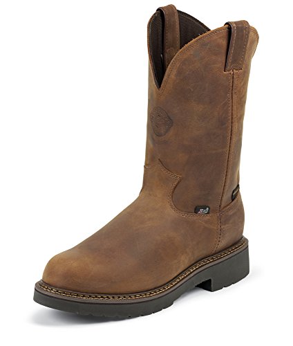 Justin Men's J-Max Balusters Eh Waterproof Pull-On Work Boot Soft Toe Aged Bark 6.5 D(M) US