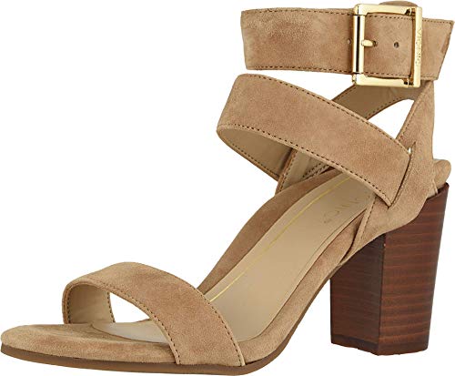 Vionic Women's Perk Sofia Open Toe Heel - Ladies Strappy Heeled Sandal with Concealed Orthotic Arch Support Wheat 8 Wide US