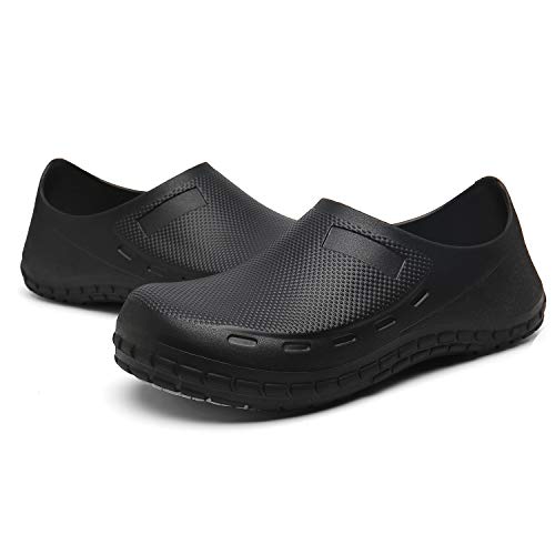 JSWEI Chef Shoes for Women Slip Resistant - Waterproof Oil Slip Resistant Nursing Shoes for Women Comfortable Slip On Lightweight Durable Work Shoes Black 7