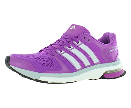 adidas Adistar Boost ESM Womens Running Shoe, Flash Pink/Zero Metal/Clear Grey, 9