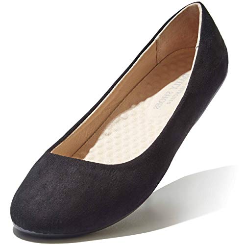 DailyShoes Women's Ballet Flat Shoes Slip On Classic Casual Cut Out Ankle Soft Flats Round Toe