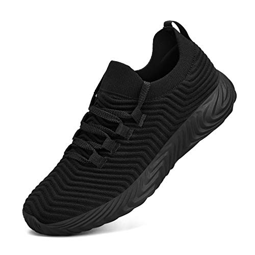 Feetmat Mens Running Shoes Slip On Resistant Tennis Work Sneakers Lightweight Breathable Athletic Fashion Gym Sport Non Slip Casual Walking Shoes for Men Black 10.5 M US