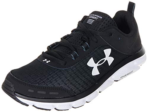Under Armour mens Charged Assert 8 Running Shoe, Black/White, 12 US