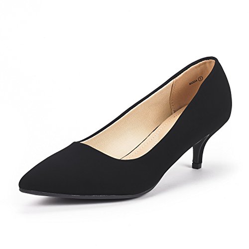 DREAM PAIRS Women's Moda Black Nubuck Low Heel D'Orsay Pointed Toe Pump Shoes Size 8.5 M US