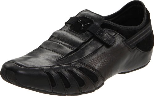 PUMA Men's Vedano Leather Slip-On Shoe,Black/Black/Ribbon Red,7US/ D US