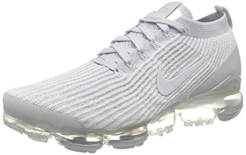 Nike Mens Vapormax Flyknit 3 Running Shoes (White/White-Pure Platinum, 9)