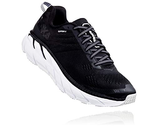 HOKA ONE ONE Womens Clifton 6 Black/White Running Shoe - 9.5