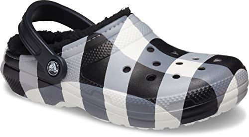 Crocs Men's and Women's Classic Lined Clog | Warm and Fuzzy Slippers, White/Black