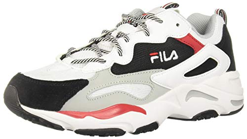 Fila Men's Ray Tracer Sneakers, White/Black/Red, 8 Medium US