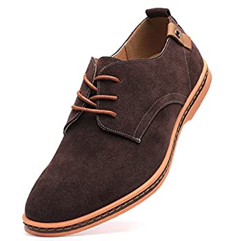 DADAWEN Men's Classic Suede Leather Oxford Dress Shoes Business Casual Shoes Brown US Size 10.5