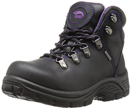 FSI Avenger Women's 6" Framer Steel Waterproof Leather Slip Resistant Safety Toe EH Hiker Work Boot, Black/Purple, 8.5 Medium
