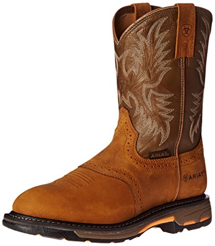 Ariat Men's Workhog Pull-On Work Boot, Aged Bark/Army Green, 9 D US