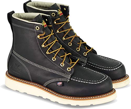 Thorogood 804-6201 Men's American Heritage 6" Moc Toe, MAXwear Wedge Safety Boot, Black - 11 D(M) US