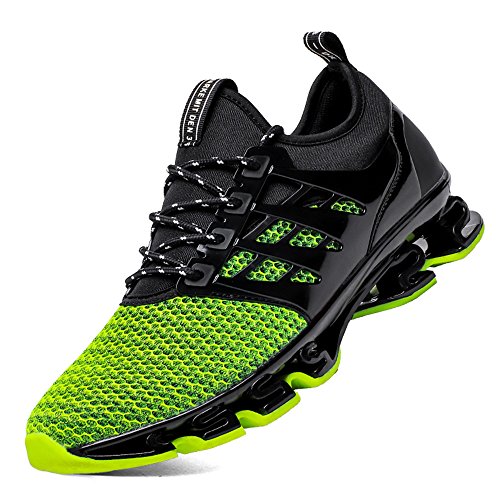 SKDOIUL Sport Running Shoes for Mens Mesh Breathable Trail Runners Fashion Sneakers (8066-green-46)