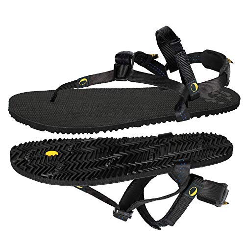 LUNA Sandals LEADVILLE PACER | Unisex Lightweight Athletic Sandals 4.45oz | 9mm Vibram Sole | Ideal for Walking, Trail Running, Hiking, Camping, Traveling | Black Huarache Adjustable Fit Sandals (Men's 8/Women's 10)