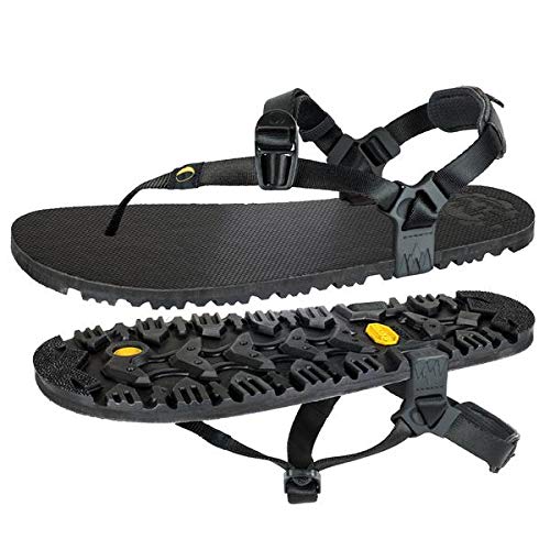 LUNA Sandals OSO FLACO Winged Edition | Unisex Lightweight Athletic Sandals 7.2oz | 7mm (+4.5mm lugs) Vibram Sole | Ideal for Walking, Trail Running, Hiking, Camping, Traveling | Black Huarache Adj (Men's 4.5 / Women’s 6.5)